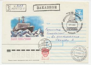 Registered cover / Postmark Soviet Union 1989 Ship - Ice breaker