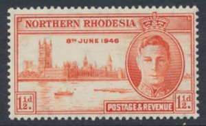 Northern Rhodesia  SG 46 Victory  SC# 46 perf 13½ x 14  MH  see detail and scan