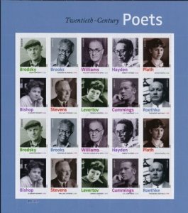 2012 45c Forever Twentieth-Century Poets, Sheet of 20 Scott 4654-4663 Mint VF NH