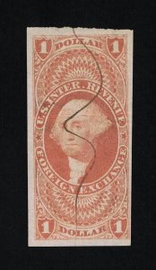 EXCELLENT GENUINE SCOTT #R68a F-VF 1862-71 RED 1ST ISSUE FOREIGN EXCHANGE IMPERF