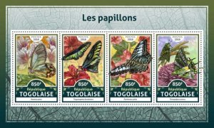 TOGO - 2016 - Butterflies - Perf 4v Sheet - Mint Never Hinged