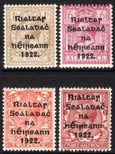 1922 Ireland KGV complete set perf 15x14 Wmk 33 MMH Sc# 15 / 18 CV $51.25