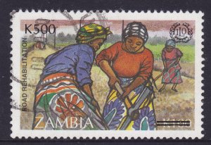 Zambia 1999 75th Anniv ILO Women Working-Surch 500 on 100K