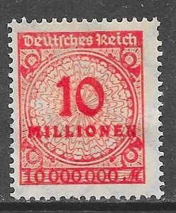 Germany 286: 10mil m Numeral, unused, NG, F-VF