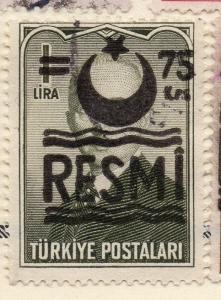 Turkey 1955-56 Optd Resmi Star & Crescent Issue Fine Used 75k. Surcharged 086006