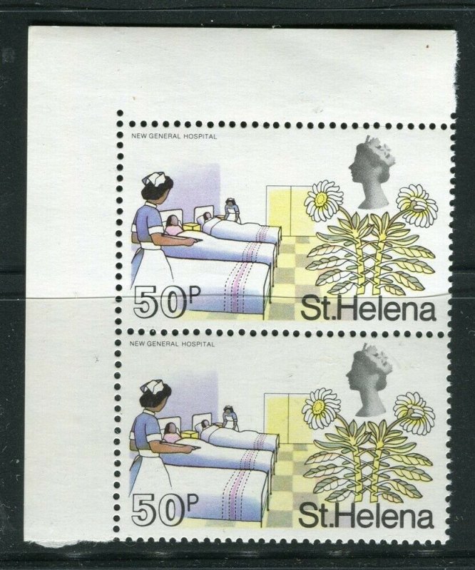 ST. HELENA; 1968 early QEII Pictorial issue fine MINT MNH Corner Pair, 50p