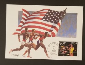 FDC Maxi Card Maximum 1991 Olympics 29c Stamp  Javelin Throw M72