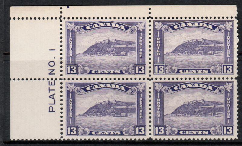 Canada #201 Very Fine Never Hinged Plate #1 UL Block