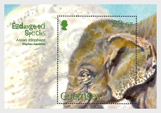 2010 Guernsey Asian Elephant SS  (Scott 1075) MNH