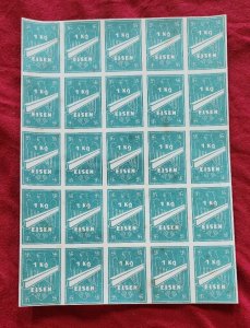 WW2 WWII Nazi Germany Third Reich German 1 KG Eisen full stamp sheet MNH