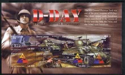 Sierra Leone MNH S/S D-Day The Greatest Invasion Sherman Tanks