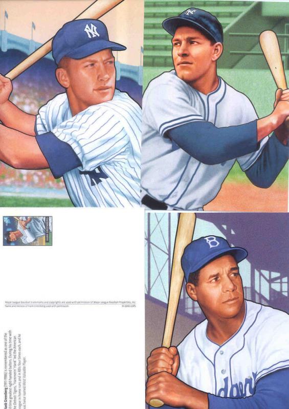 UX454-457, Baseball Sluggers, 4 stamped postal cards