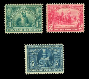 U.S. 1907 JAMESTOWN EXPOSITION set - Pocahontas Sc 328-330 (Yv 164-166) mint MLH