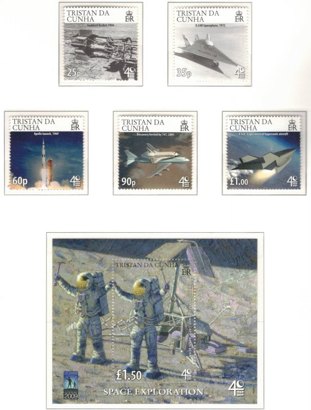 TRISTAN DA CUNHA 2009 Naval Aviation; Scott 869-74, SG 939-43; MNH