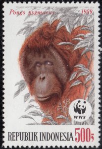 Indonesia 1989 MNH Sc 1383 500r WWF Orangutans - Adult´s head