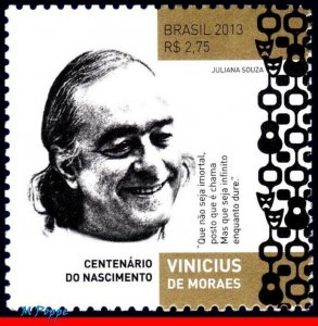 3259 BRAZIL 2013 VINICIUS DE MORAES, POET, PLAYWRIGHT CELEBRITIES RHM C-3309 MNH