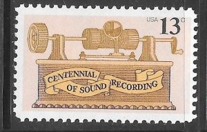 USA 1705: 13c Tin Foil Phonograph, MNH, VF