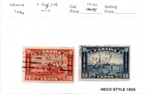 Canada, Postage Stamp, #175-176 Used, 1930 Harvest Wheat, Evangeline (AI)