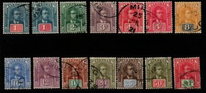 SARAWAK SG50/61(inc 50a+53a) 1918 DEFINITIVE SETFINE USED