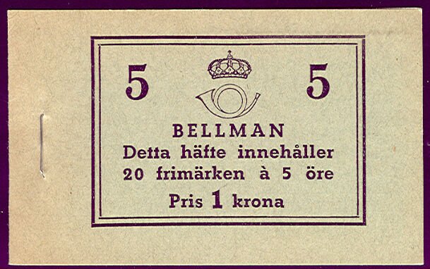 SWEDEN (H43ABC) 5ore Bellman perf 3+4 side booklet, Facit $1,000.00