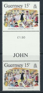 Guernsey  SG 411  SC# 363 John Wesley MNH   Gutter Pair see scan 