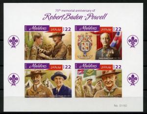 MALDIVES 2016 75th MEMORIAL ANNIVERSARY OF BADEN POWELL SHEET IMPERF  MINT NH