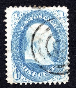 US 1861 1 Cent Franklin Stamp #63 Used Sc CV $45