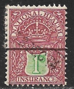 GREAT BRITAIN 1912 1sh NATIONAL HEALTH & INSURANCE REVENUE BFT.17 VFU