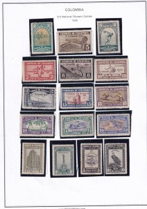 Barranquilla Olympiada 1935 Complete MNH Except 50 Centavo