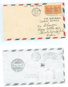 US 723 (1932) 6c Garfield coil pair franking an air mail cover to Mexico/cover has a Los Angeles, CA FDC cancel - left side shor