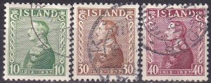 Iceland #199-201  F-VF Used CV $46.00 (Z9609)