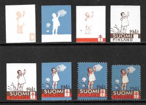 FINLAND 1941 Anti Tuberculosis Christmas Seals Progressive Proof Set MNH