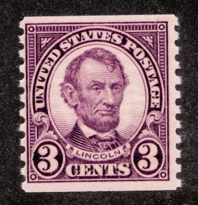 1924 United States Sc #600 Abraham Lincoln - 3¢ coil stamp MH - Cv $6.25