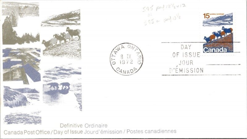 Canada 1972 FDC - Canada Post Office - Ottawa, Ont - 15c Stamp - J6509