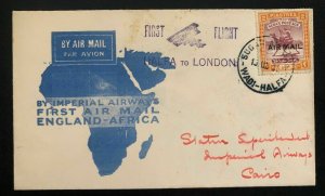 1931 Halfa British Africa First Flight Airmail Cover FFC To Cairo Egypt
