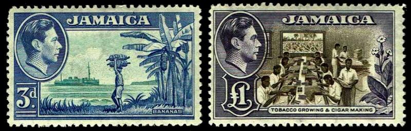 1949 Jamaica #140-41 Bananas & Tobacco - OGXLH - VF - CV$48.25 (ESP#3527)