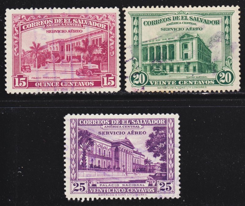 El Salvador Scott C93-95 complete set F to VF used.