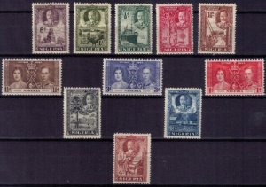 Nigeria 1935 - 1937 LOT OF ELEVEN (11 EACH) MNH/MH F-VF