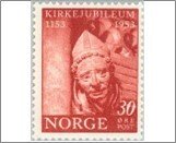 Norway NK 418 The Church Jubilee 30 Øre Red Brown