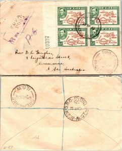 1942 FIJI REGISTERED PLATE BLOCK USAGE, 1942