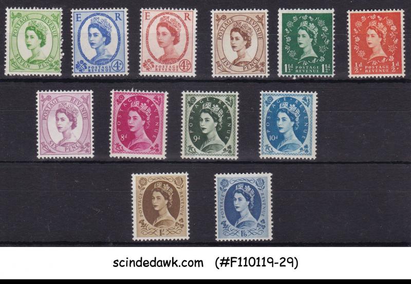 GREAT BRITAIN - 1952-54 SELECTED QUEEN ELIZABETH II QEII STAMPS - 12V - MINT NH