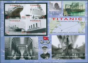 Tonga 2012 SG1645 Titanic imperf sheetlet MNH