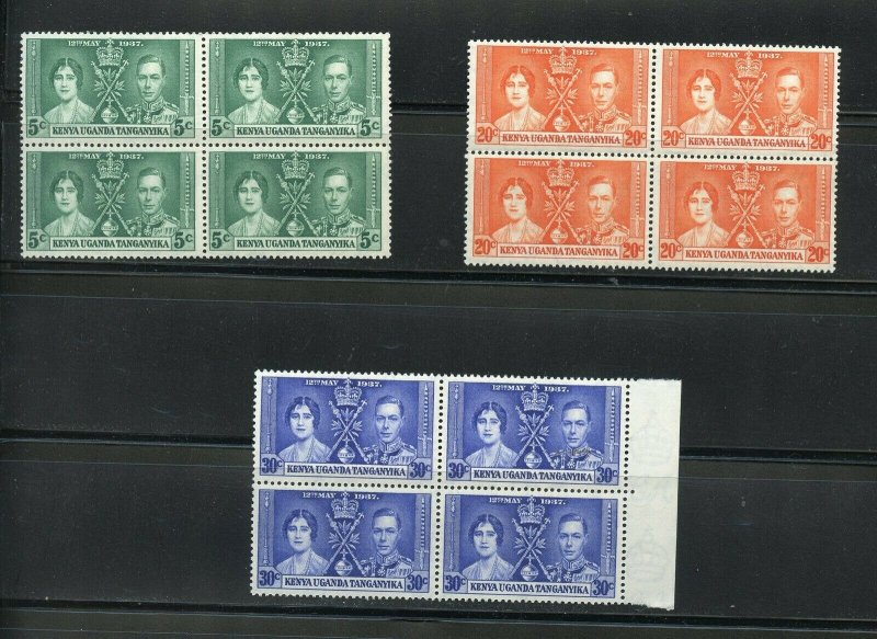 KENYA UGANDA TANGANYIKA CORONATION OF GEORGE VI SC# 60-2 MNH BLOCK OF 4 AS SHOWN