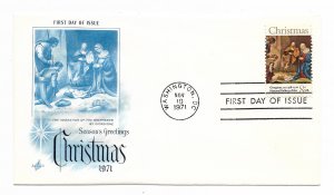 US 1444 8c Christmas Manger Scene on FDC Artcraft Cachet Unaddressed ECV $7.50