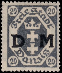 ✔️  GERMANY DANZIG 1921/1922 - OFFICIAL DM OVERPRINT - SC. O4 ** MNH [ST33] 