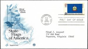 US Scott #1646 1976 FDC 13c Vermont Addressed Cover