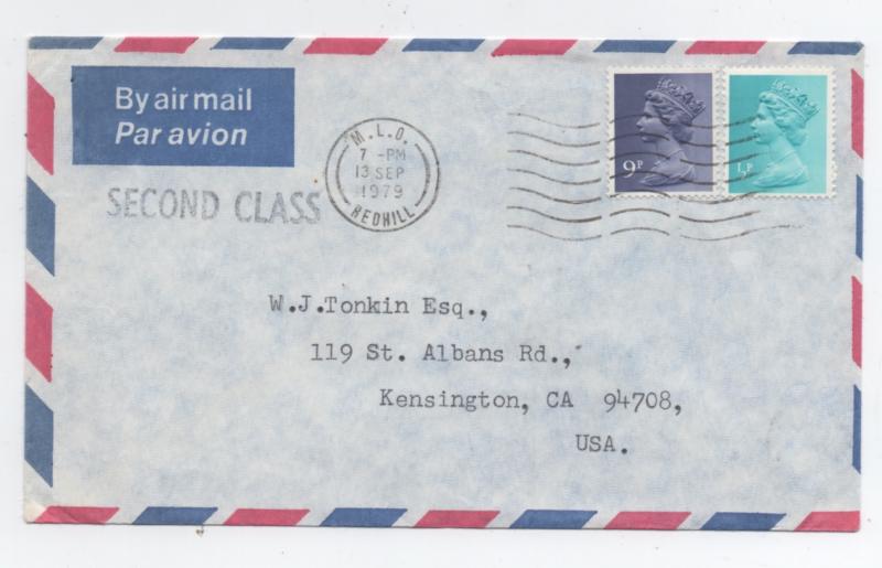 Great Britain Scott# MH22, MH67   used on cover to U.S.A.