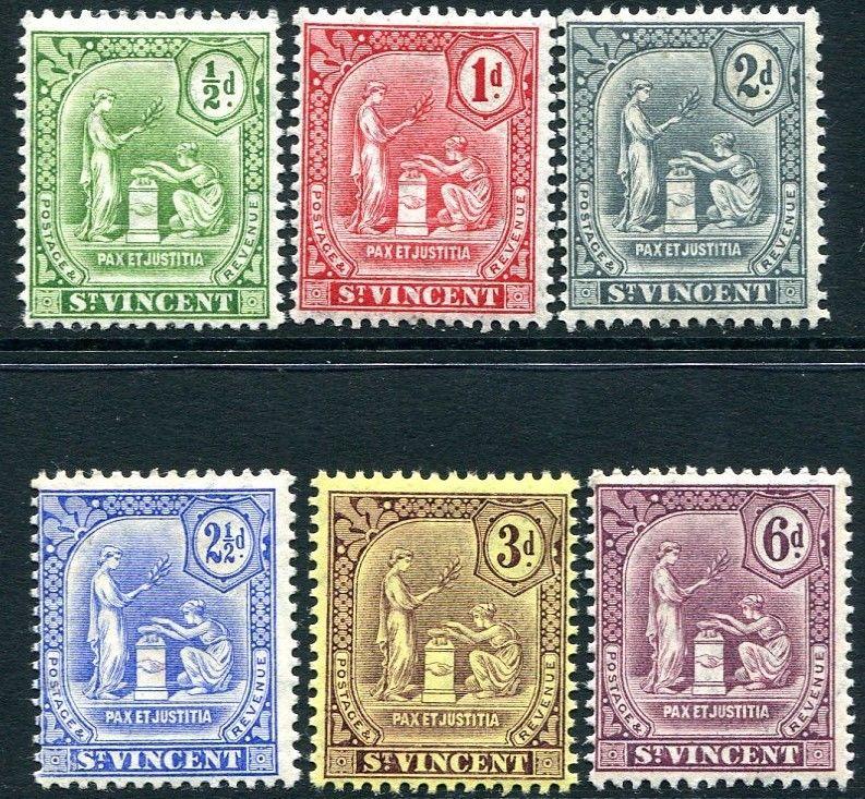 ST VINCENT-1909-11 Set to 6d Sg 102-107 LIGHTLY MOUNTED MINT V25091