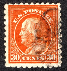 US 1914 30¢ Franklin Stamp 10 perf #439 Used CV $20