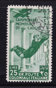 Italian Colonies Scott C34 1934 Air Mail 25LSoccer,VF Used. Scott $250